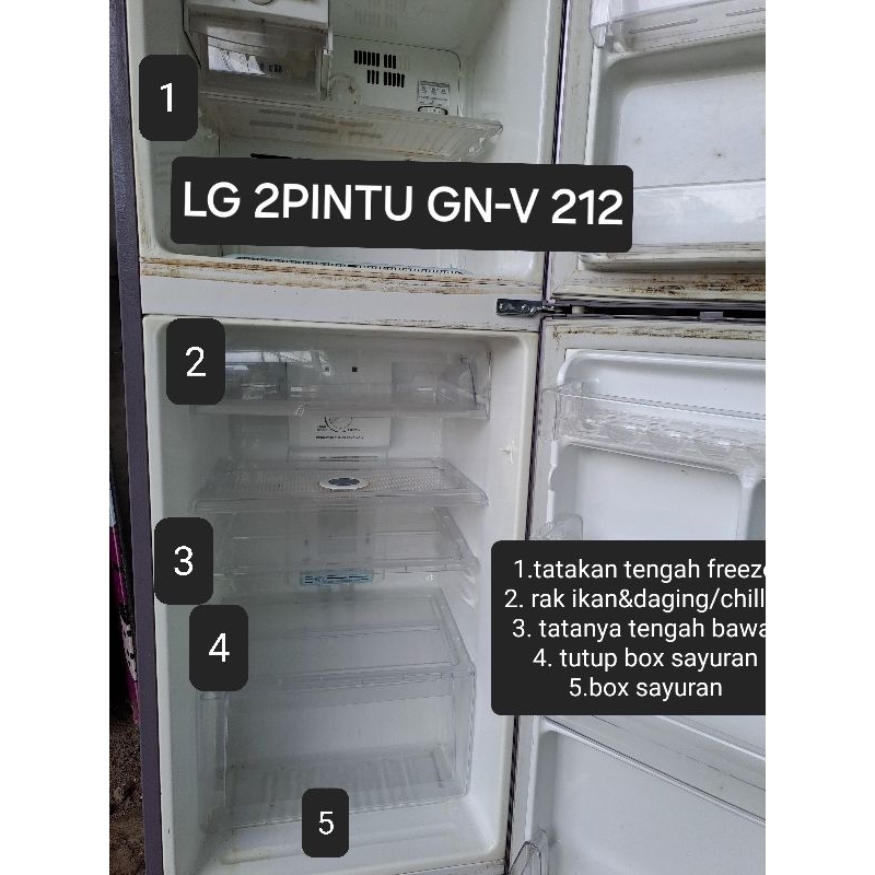 Rak bekas LG 2PINTU tipe GN-V 212 RLT,exprescool 222