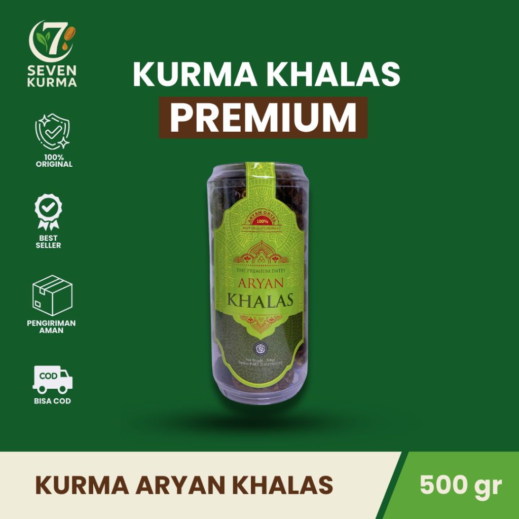

Kurma Khalas Aryan 500gr asli seven kurma Amira Buah Kurma Khalas 500gr Premium 100% asli