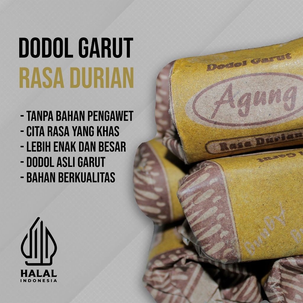 

Dodol Garut Varian Rasa Durian Dodol Agung makanan khas Garut 1kg - 500gr - 250gr - 100gr