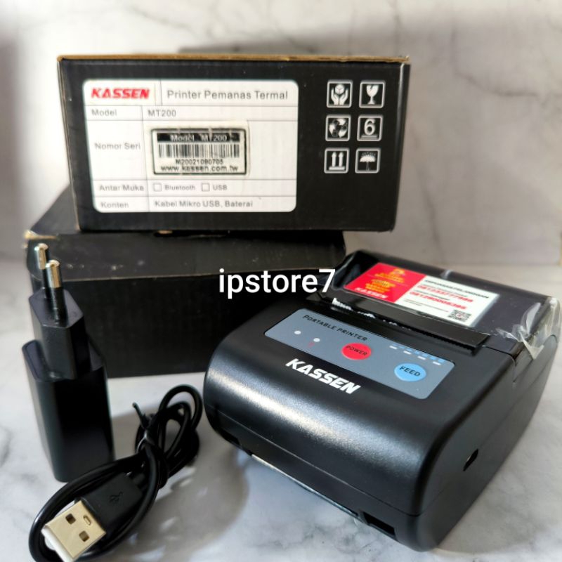 Printer Thermal Kassen MT200 Portable Bluetooth Thermal Mini Printer Sisa Gudang