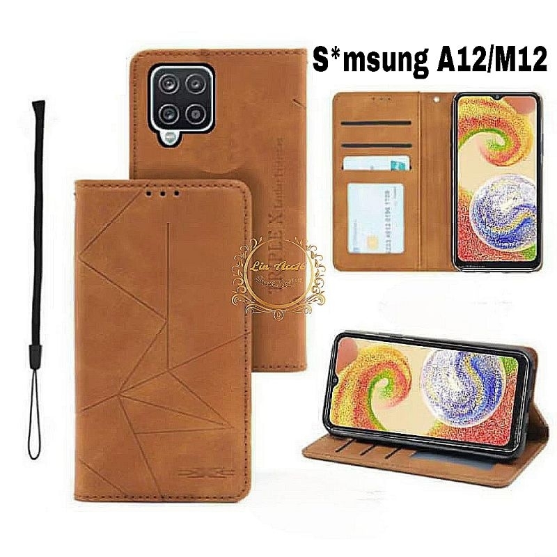 Casing Samsung A12 / M12 Case Flip Magnet Cover Penutup Smartphone