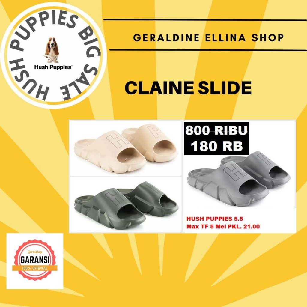 Sandal pria Hush Puppies 100% original sale seri CLAINE SLIDE