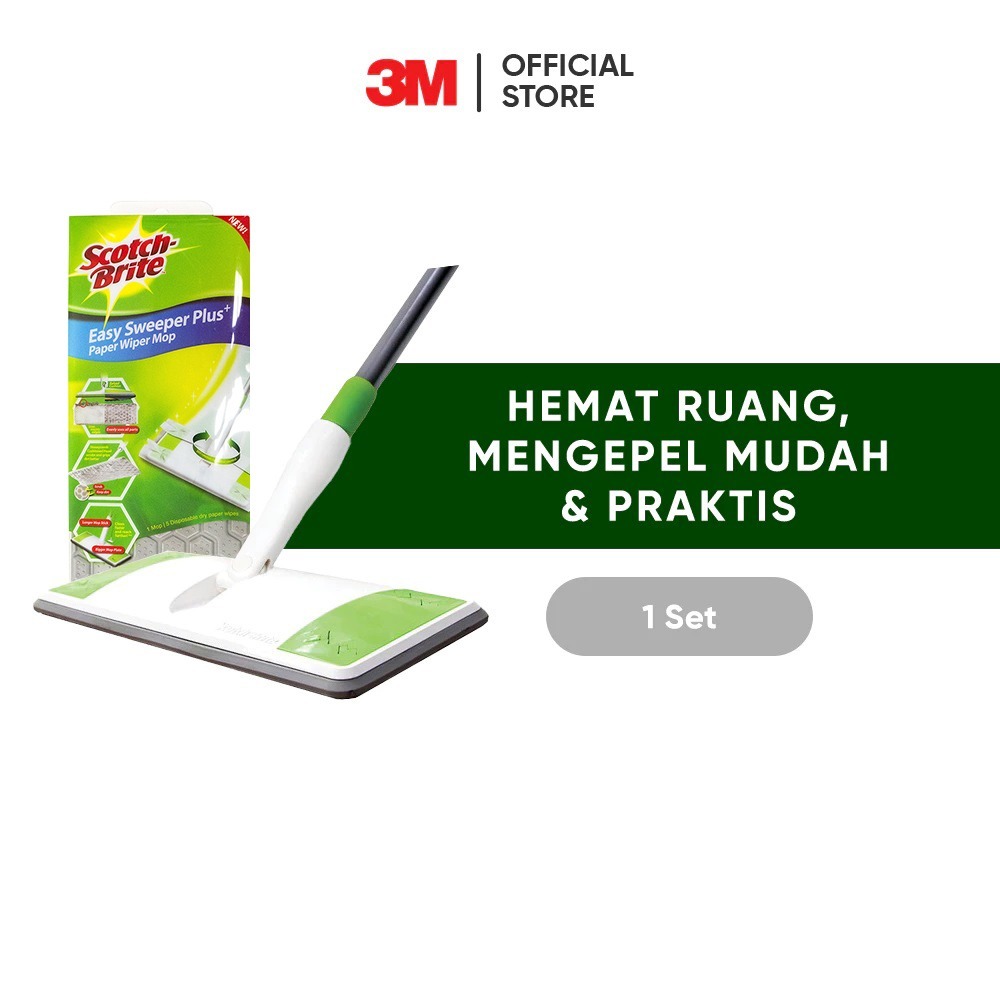 3M™ Scotch-Brite™ Easy Sweeper PLUS Starter Kit, Lap Pel Sapu Serbaguna, Hemat ruang, mengepel mudah