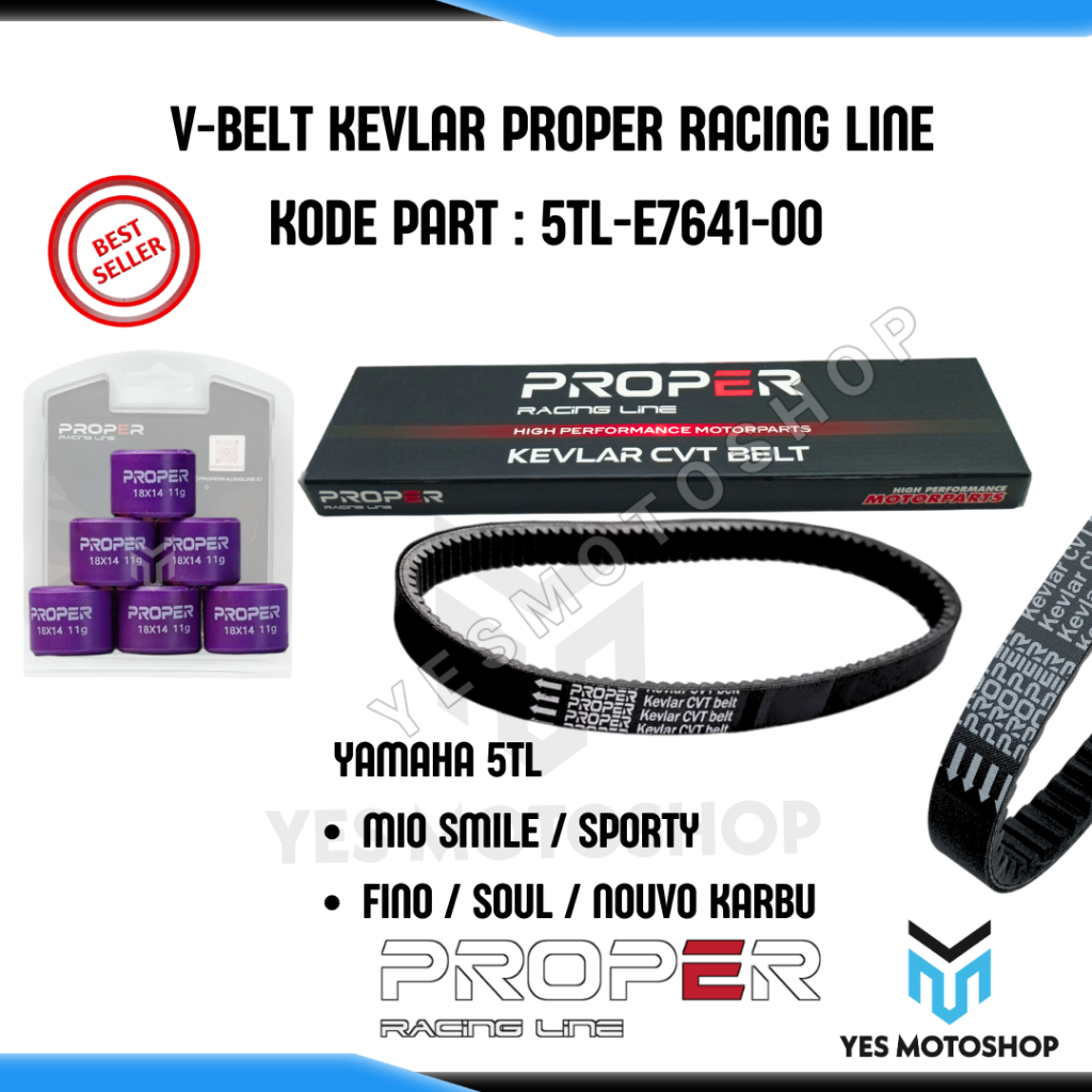 VANBELT V-BELT KEVLAR PROPER RACING LINE MIO SPORTY MIO SMILE FINO KARBU SOUL KARBU NOUVO 5TL