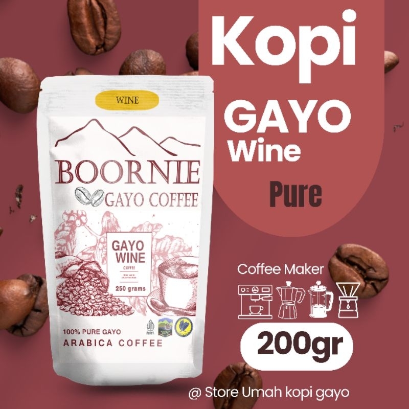 

Kopi Gayo Wine Arabica 200gr base Kopi Tubruk V60 Drip Coffee Umah Kopi Gayo