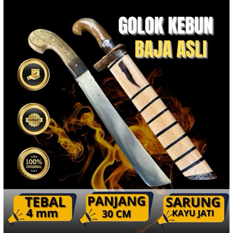 GOLOK Jepit Baja Per Asli | Hendel Fulltang Original Baja Per > Golok Kebun Multifungsi