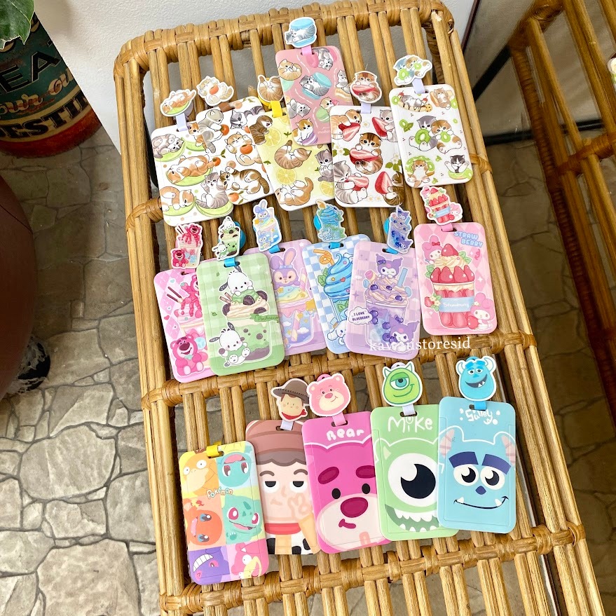 

H7Y ID Card Holder Tarik Yoyo Name Tag Pokemon Toy Story Woody Mike Monster Inc Lotso Sanrio Stella
