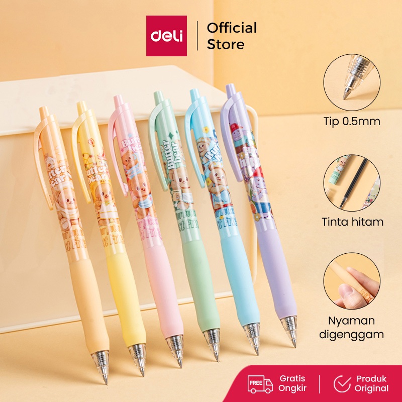 

Deli x Butterbear Gel Pen 0.5mm Tinta Hitam Nyaman digenggam HY001 HY006 HY003