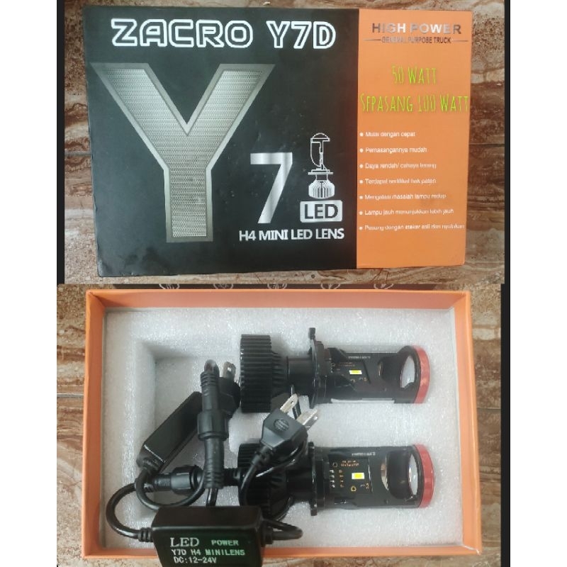 Headlamp LED H4 merk Y7D sepasang