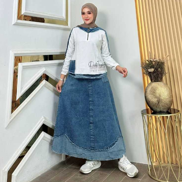 Rebecca One Set Jeans Fashion Muslim Wanita Kekinian