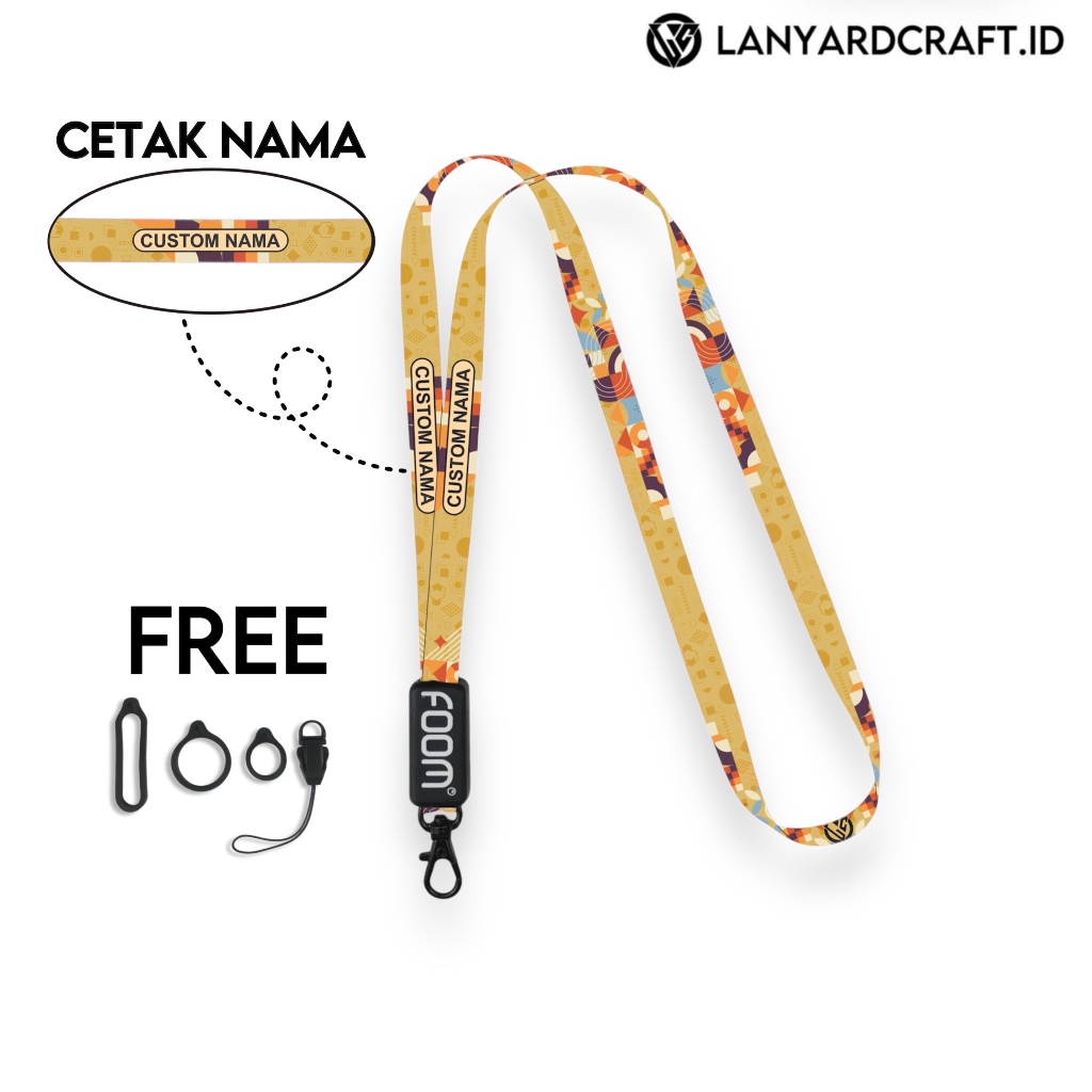 Lanyard Custom Nama Geo Abstract Series V3 1cm Various Type Gantungan Tali Lanyard Universal