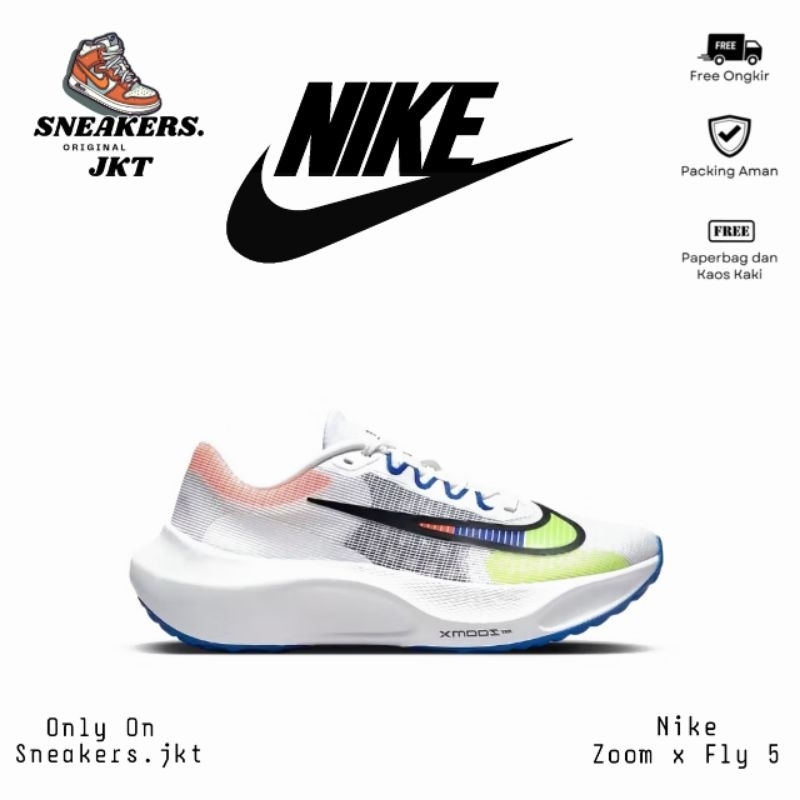 Sepatu Running Nike Zoom x Fly 5 White/Racer Blue Bright Crimson Original
