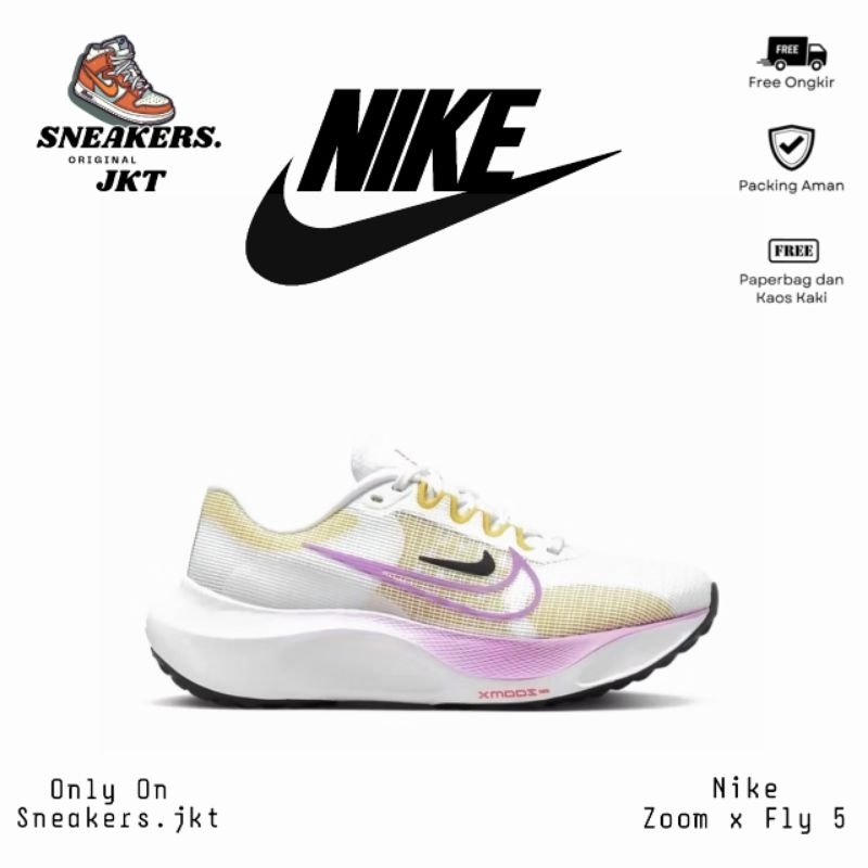 Sepatu Running Nike Zoom x Fly 5 White Rush Fuchsia Women's Original