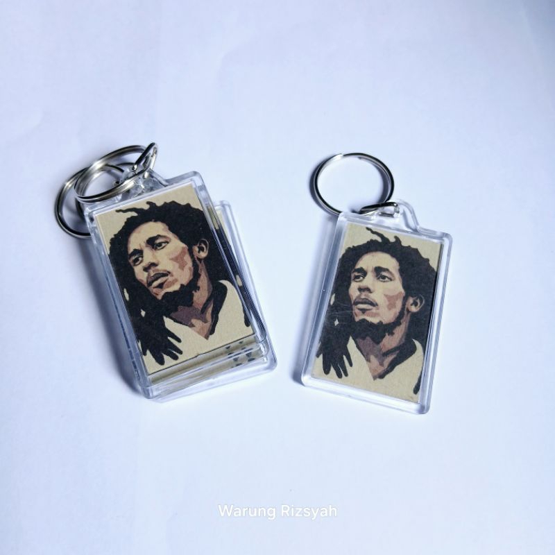 [Ganci] Gantungan Kunci / Keychain / Edisi Bob Marley / Bahan Akrilik / Ukuran 3 x 5 Cm