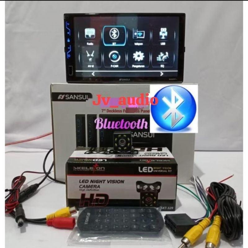Head Unit Double Din Deckless 7 Inch Sansui SA5201i Universal  NO DVD bonus camera mundur skeleton