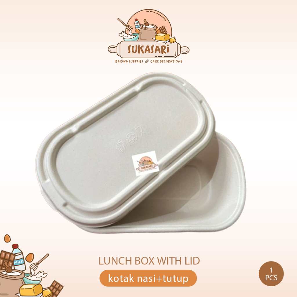 Paper Lunch box tanpa/dengan lid Tutup 1000 ML box makanan Food box