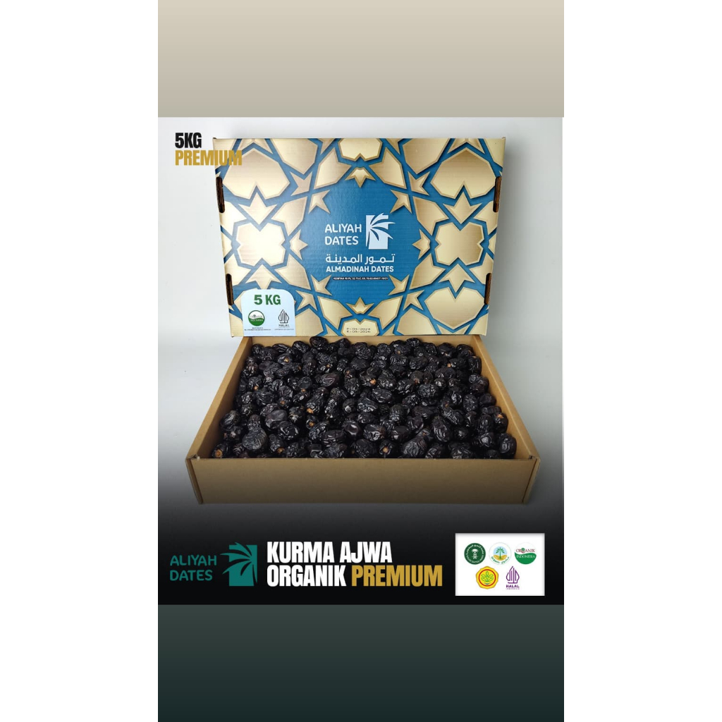 

Kurma Ajwa Organik Premium - ALIYAH DATES 5kg