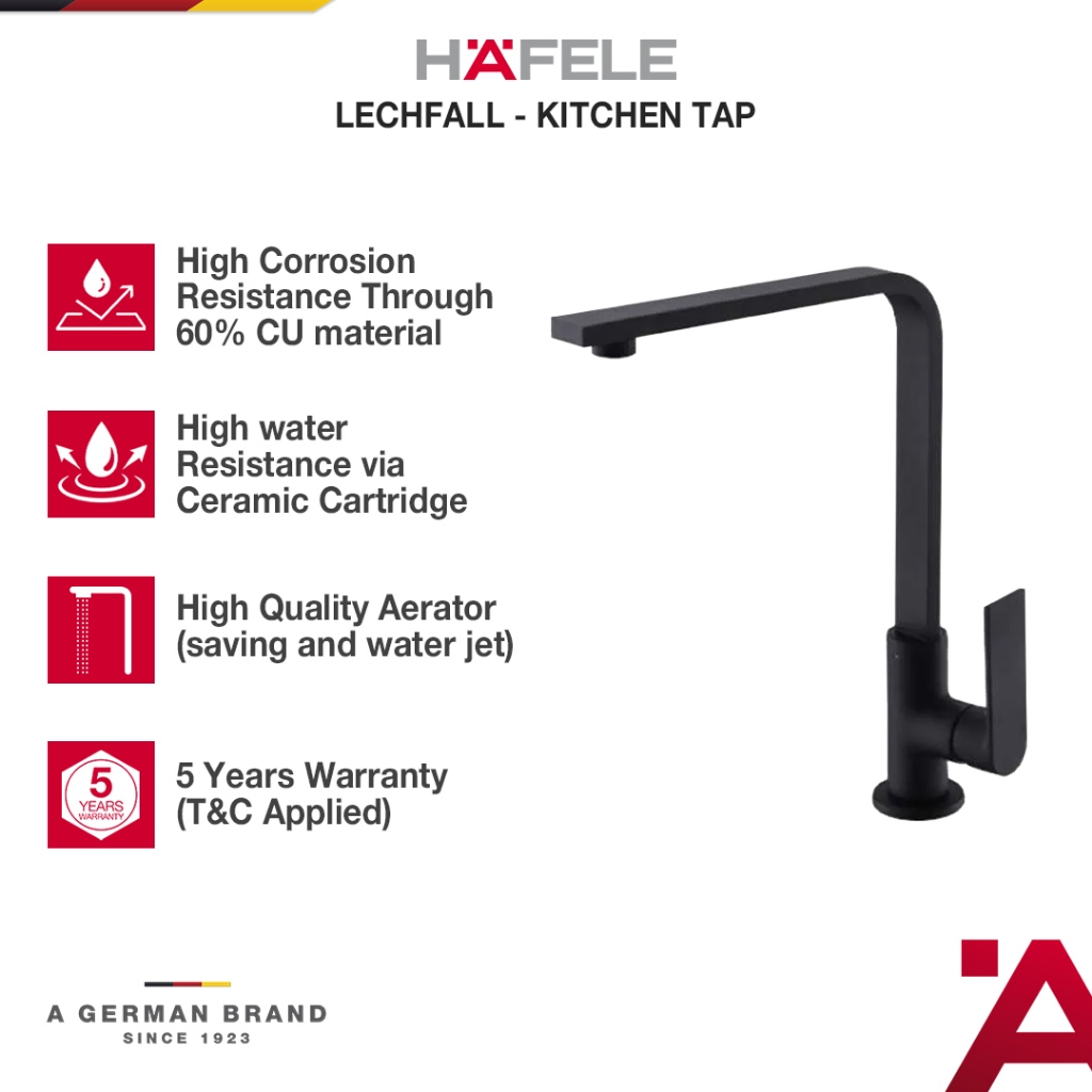Hafele Sink Tap Spout H281MM Black Edition - Keran Air Dapur