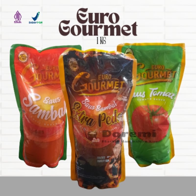 

Euro Saus Sambal Gourmet 1kg / Saos sambel extra pedas dan Tomat / Euro Gourmet 1000gr halal bpom