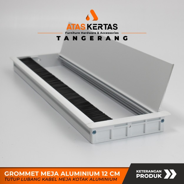 grommet meja kotak 12 cm - gromet tutup lubang kabel meja kotak aluminium putih