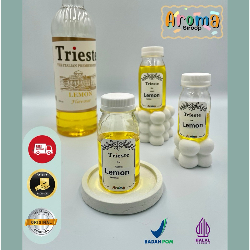 

Trieste Syrup - REPACK Sirup Trieste Lemon ( 100ml - 75ml - 30ml ) Asli 100% ORIGINAL
