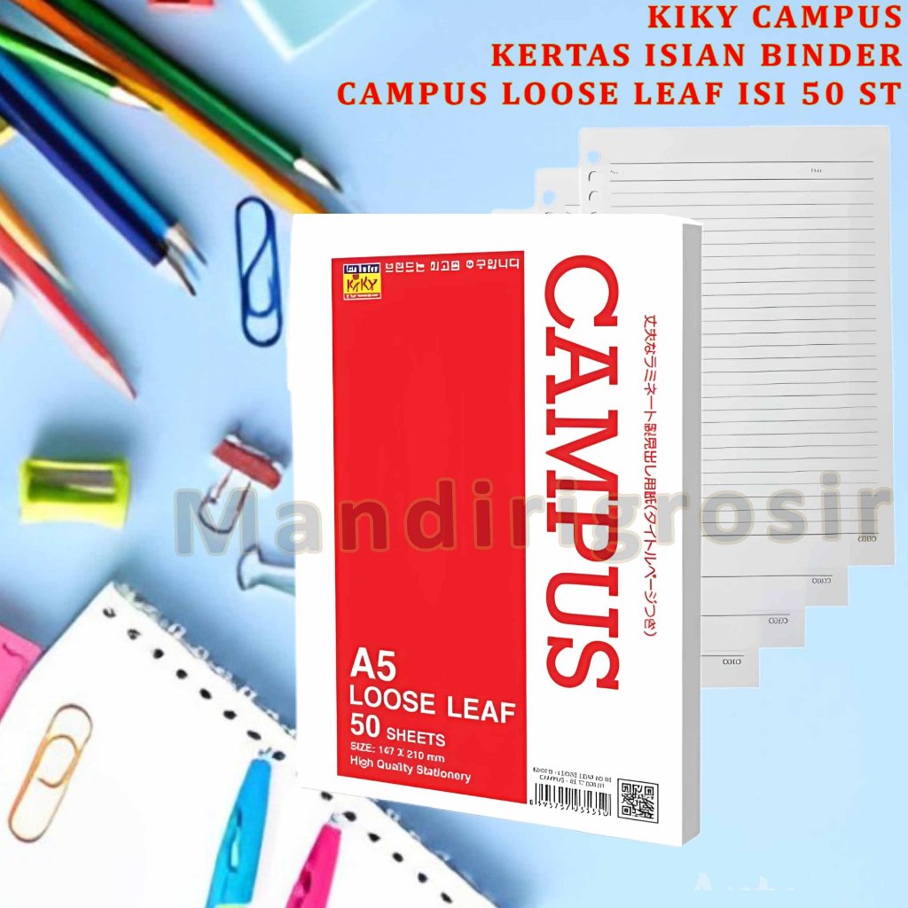 

Kertas Isian Binder * Kiky Campus * Campus Loose Leaf A5 * Isi 50 Sheets