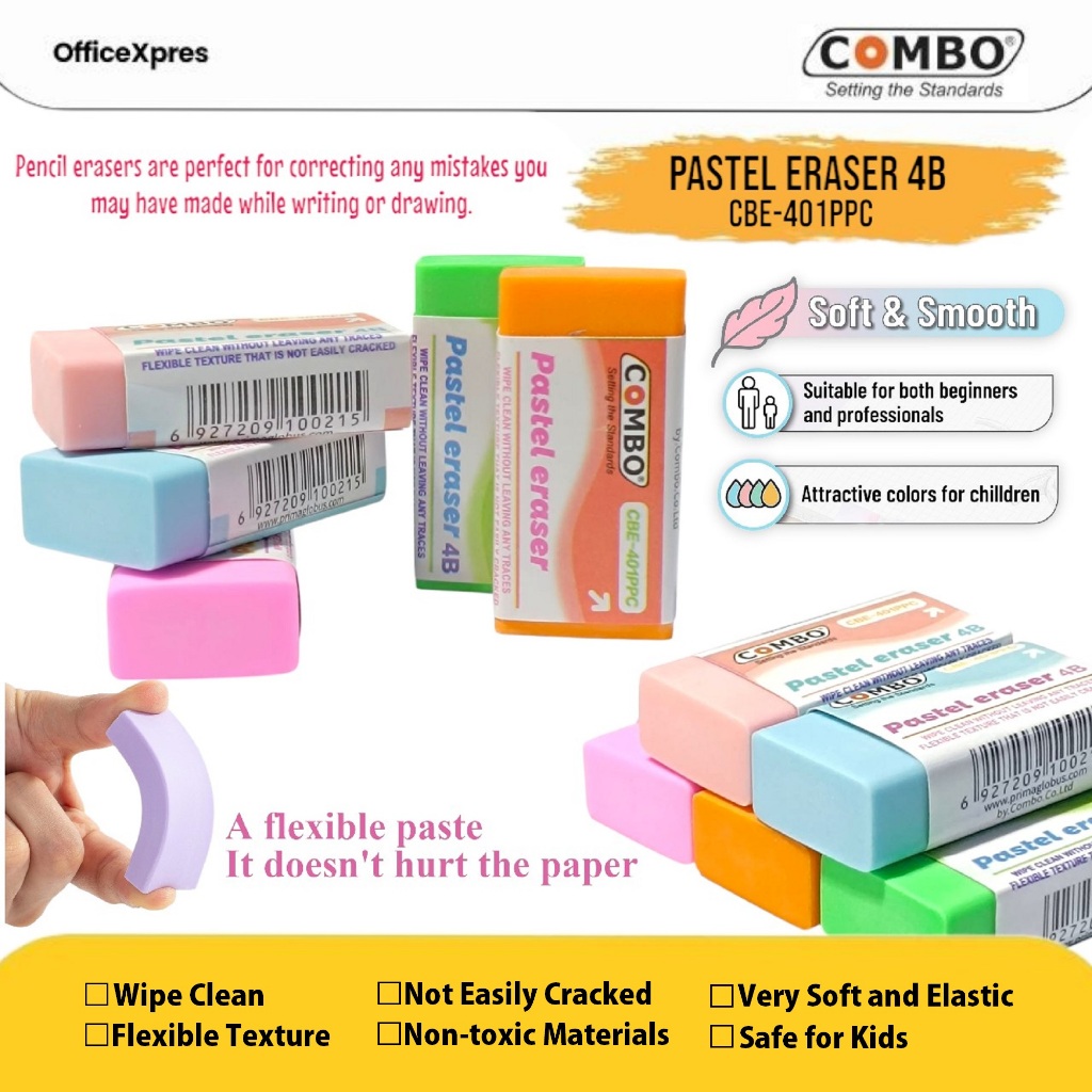

Penghapus Warna Warni Lucu / Hapusan / Eraser Pencil 401-PPC 4B / Stip Warna Warni / Penghapus Warna Pastel / Penghapus Pensil