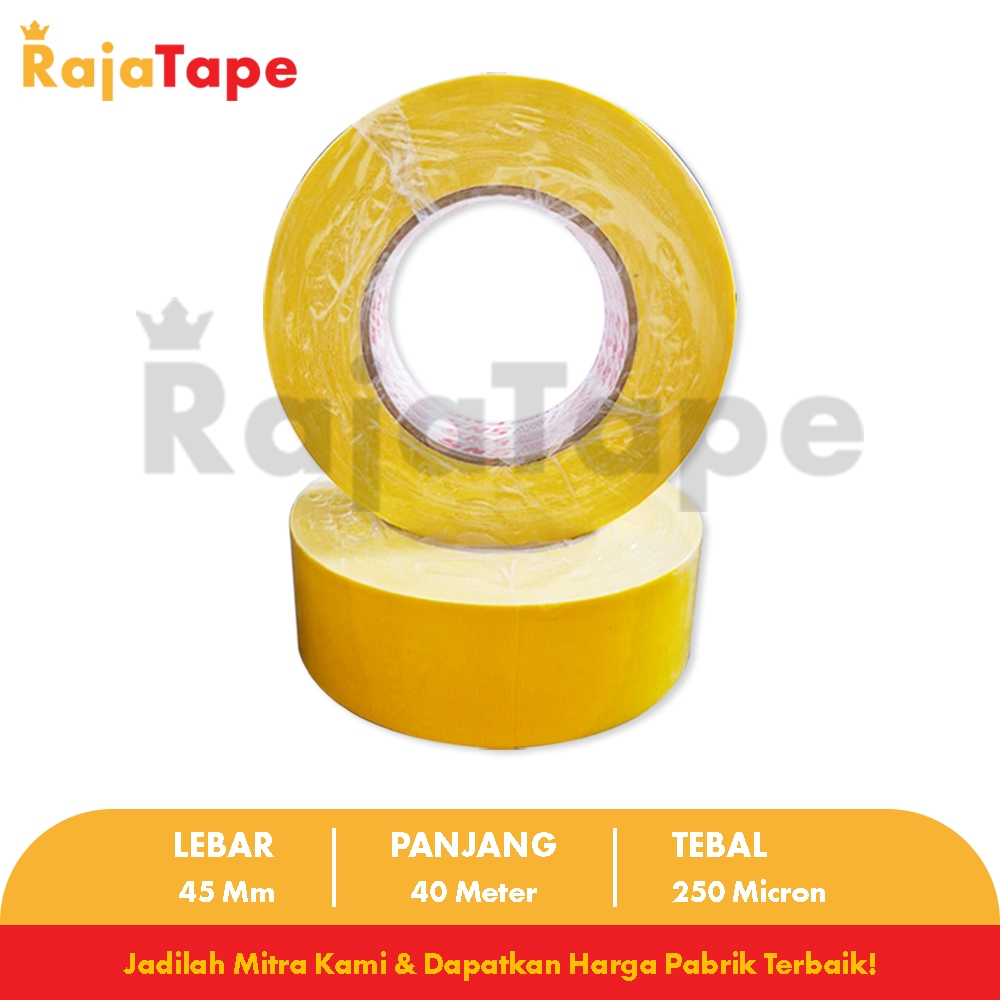 

gk Lakban Kain Hitam/Kuning/Putih Jumbo / Cloth Tape Jumbo 40 Meter X 45 Mm X 250 Mic SNS RAJA TAPE