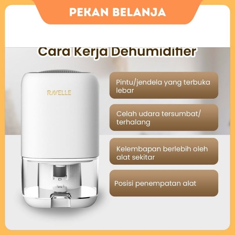 RAVELLE AVELIS Dehumidifier 1L - Alat Pengatur Kelembapan Udara | Desain Elegan | Hemat Listrik