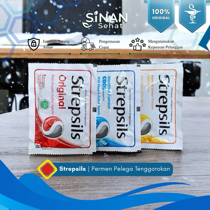 

Apotek Sinan Sehat | Strepsils Original Cool Madu dan Lemon | Tablet Hisap Pelega Tenggorokan | Strepsils Sachet isi 6 Butir