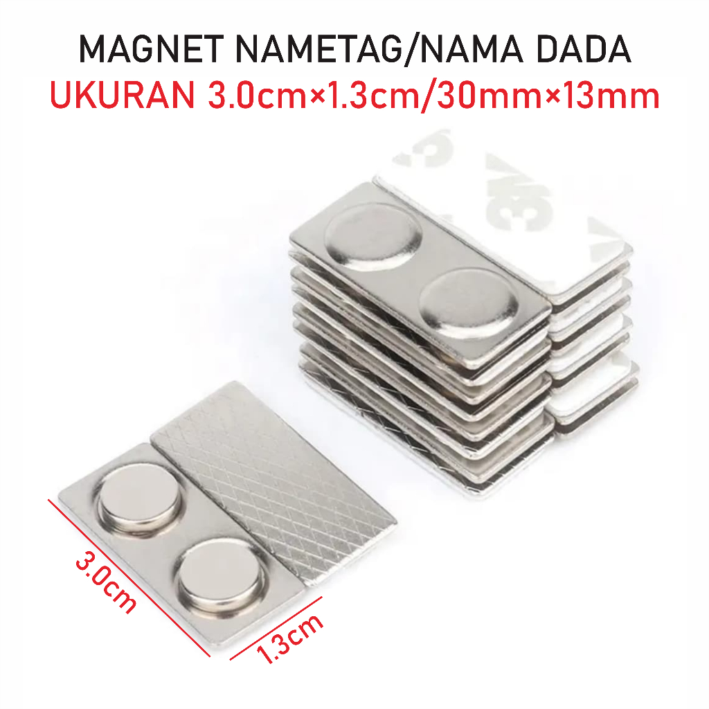 

Magnet Nama Dada/Nametag Double Tape 3M Kuat 30×13