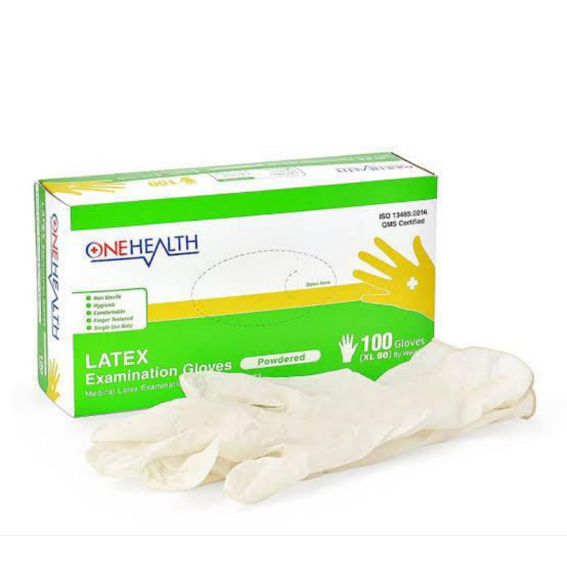 Handscoon Non Steril Onehealth / Sarung Tangan Latex (Perbox isi 100 pcs)