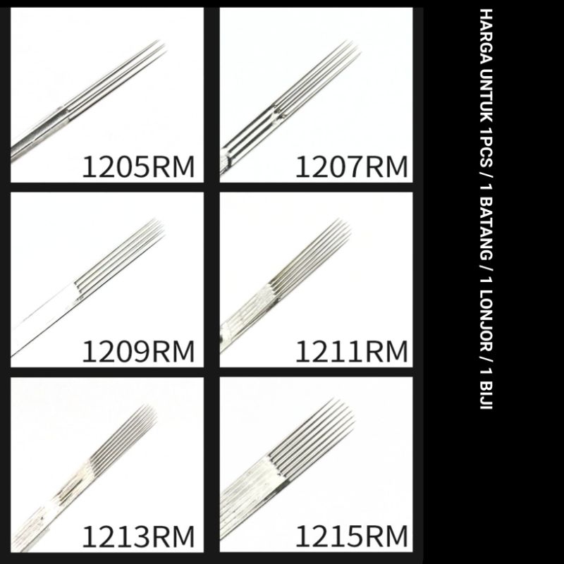 RM - 1 PCS - Needle Tattoo Satu Batang - Jarum Tato & Handpoke Ukuran 5RM 7RM 9RM 11RM 13RM 15RM -  