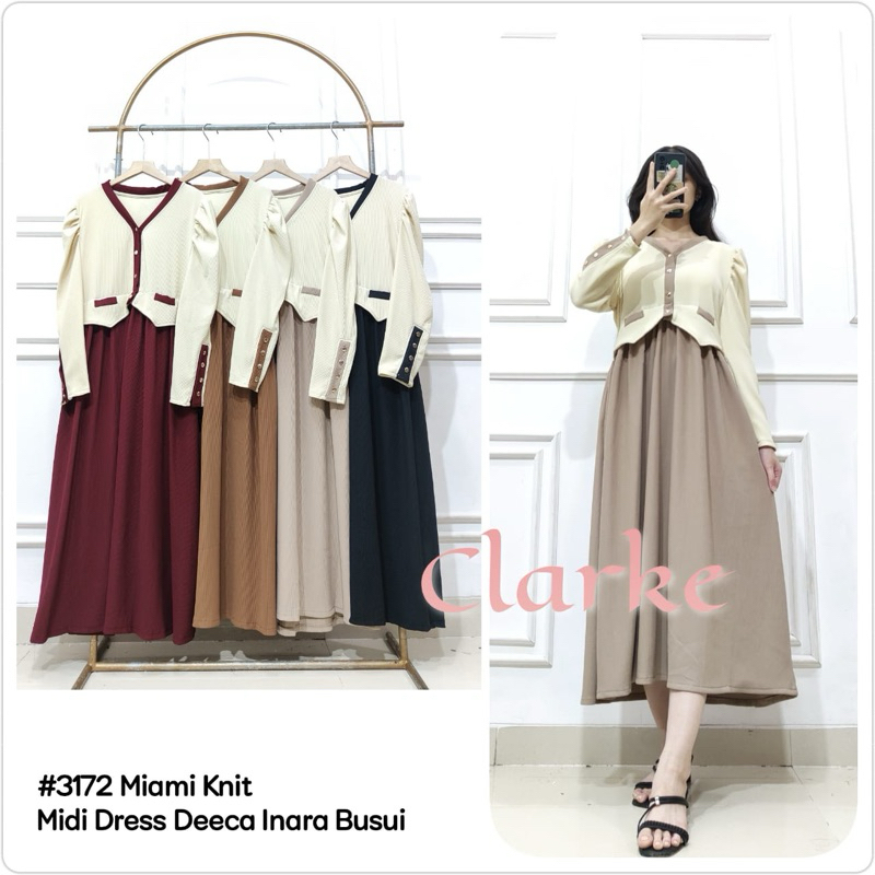 midi dress knit deca clarke- midi dres clarke - midi dress knit busui
