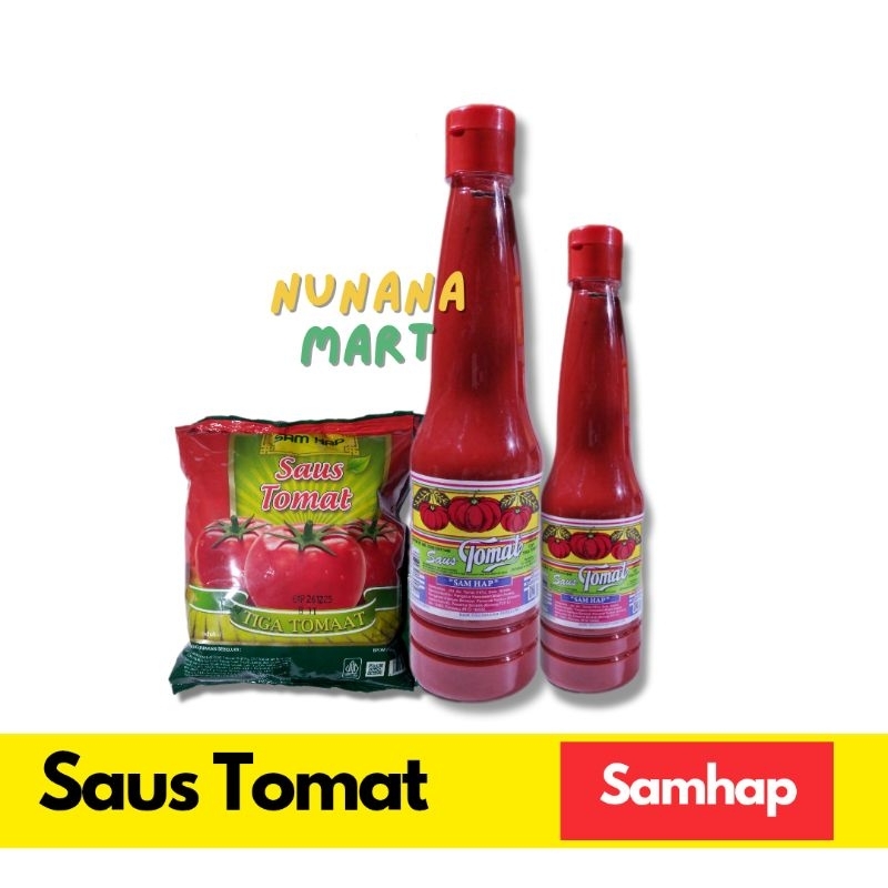

Saos Tomat Sam Hap Cap Tiga Tomat Botol 275 dan 600 ml Pouch Refill 500 gr