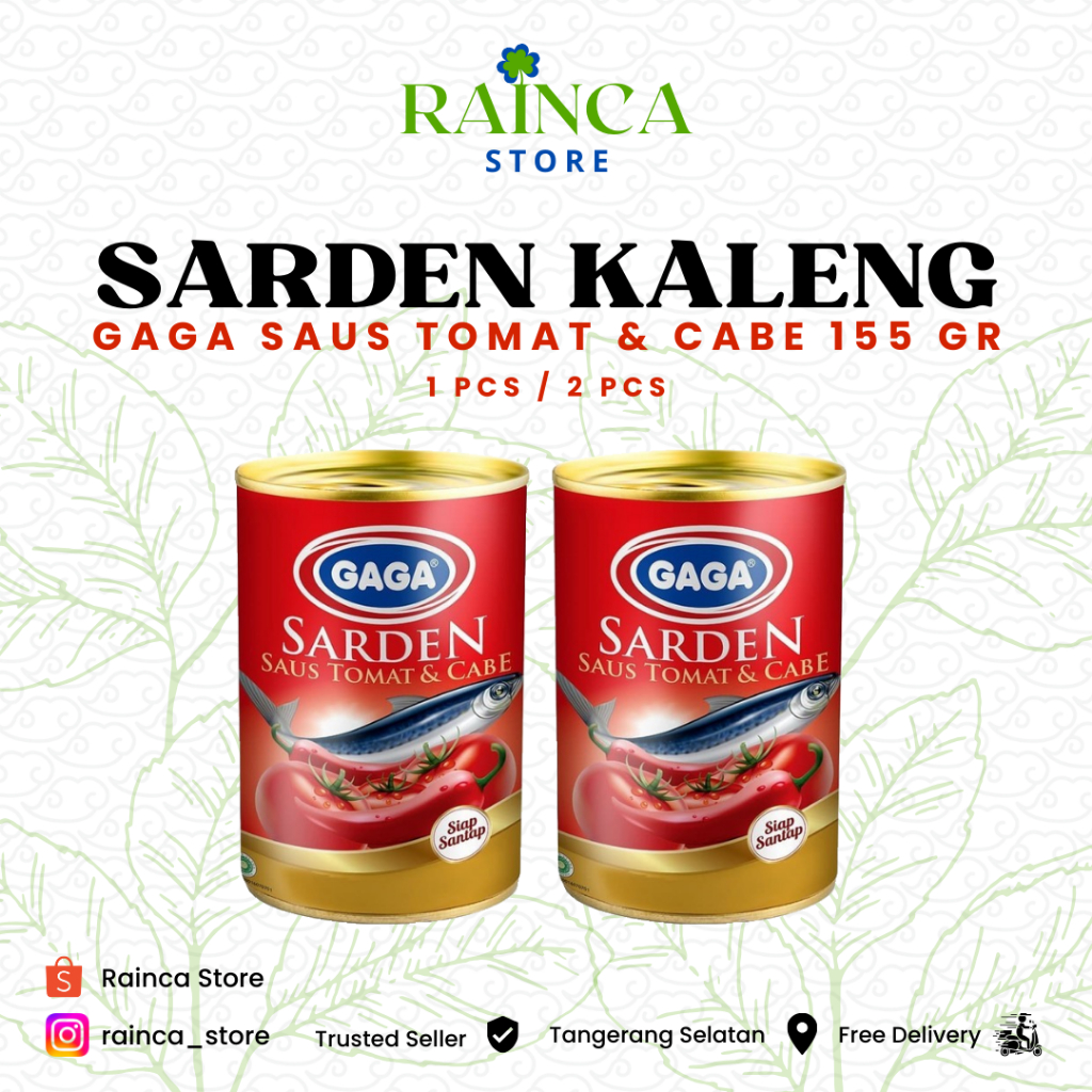 

Gaga Sarden 155 Gr Cabai Tomat Termurah Kaleng 1 pcs 2 pcs Tangerang Selatan