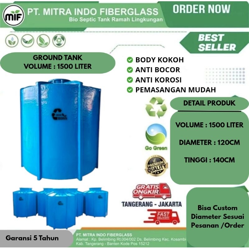 Ground Tank.Ground Water Tank.GWT 1500 Liter.Biomif,Bioboss