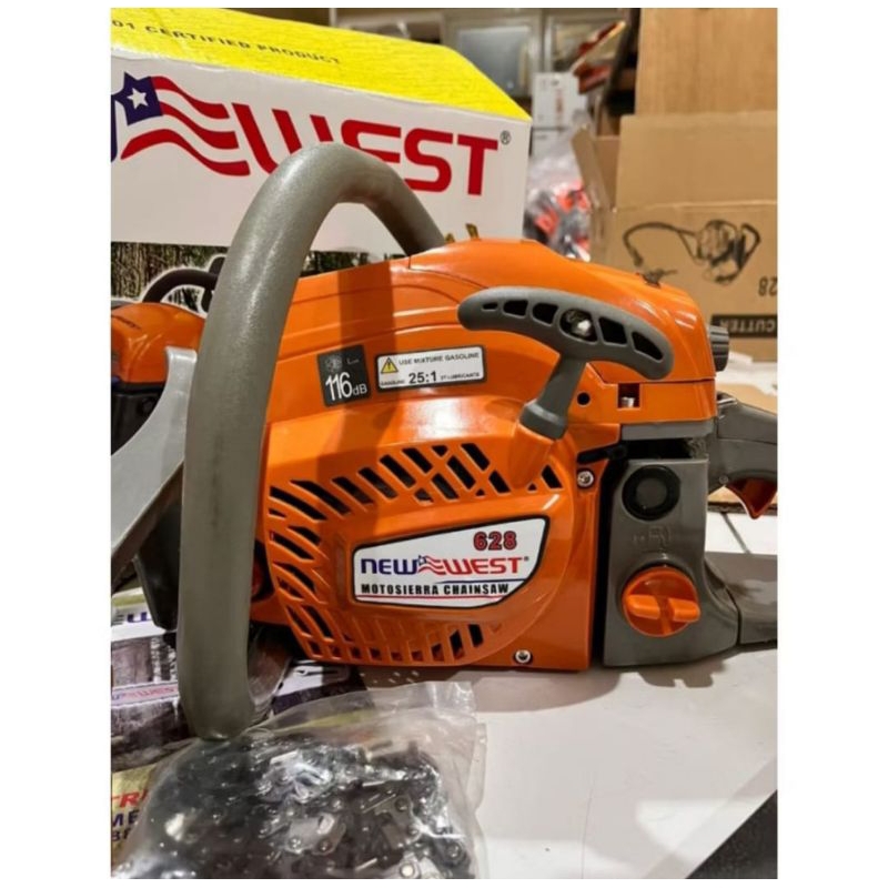 CHAINSAW NEW WEST 628 BAR LASER 22 INCH KOMPLIT SIAP PAKAI MESIN PEMOTONG KAYU NEW WEST 628 KOMPLIT 