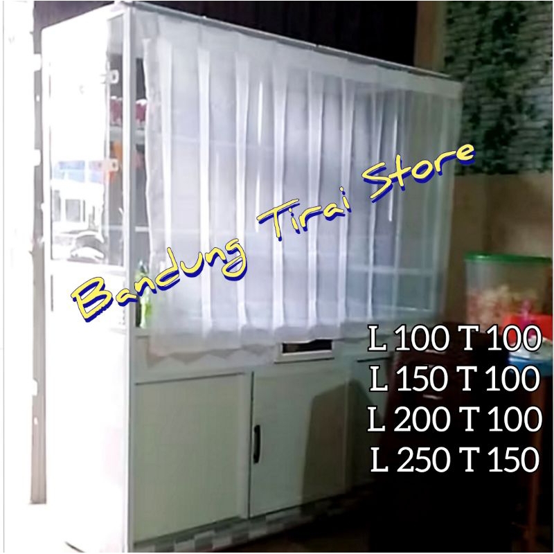 Gorden Etalase Warung Makan Padang Vitrase Hordeng Plisket Model Cantolan Putih Polos