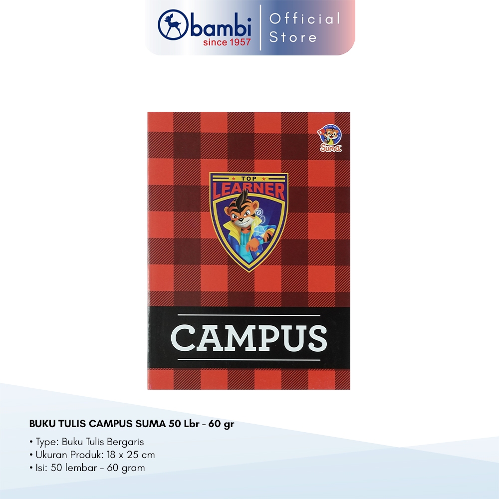 

Bambi x Suma Buku Tulis Top Learner Campus Isi 50 Lembar 60 Gram 1 PC Original