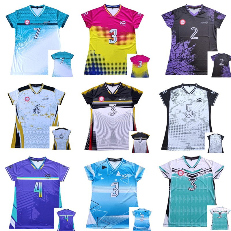 Jersey Olahraga Atasan Cewek Volley Full Printing