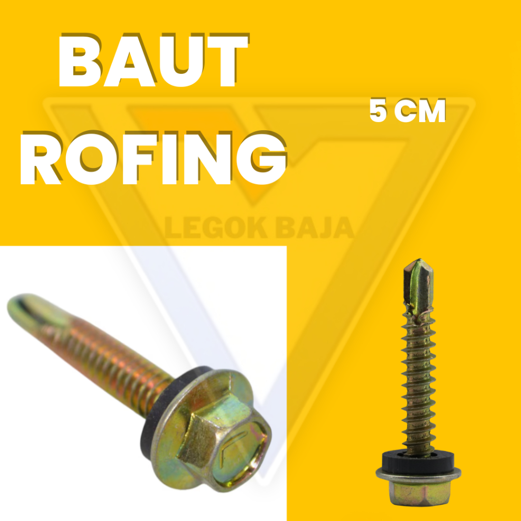 Baut Rofing Ukuran 5 cm per BOX Baut Atap Rofing Kuning Murah Tajam Kuat