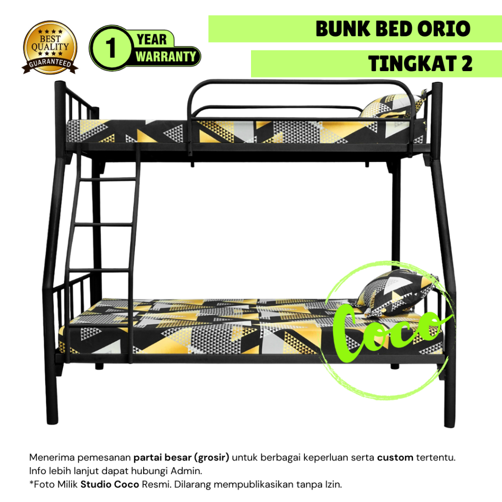 Ranjang Besi Susun Bunkbed Orio 90/120x200 minimalist