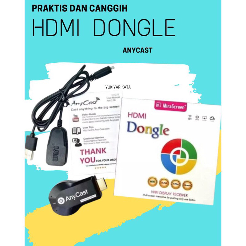 Wireless dongle hdmi anycast mirror ke TV wifi
