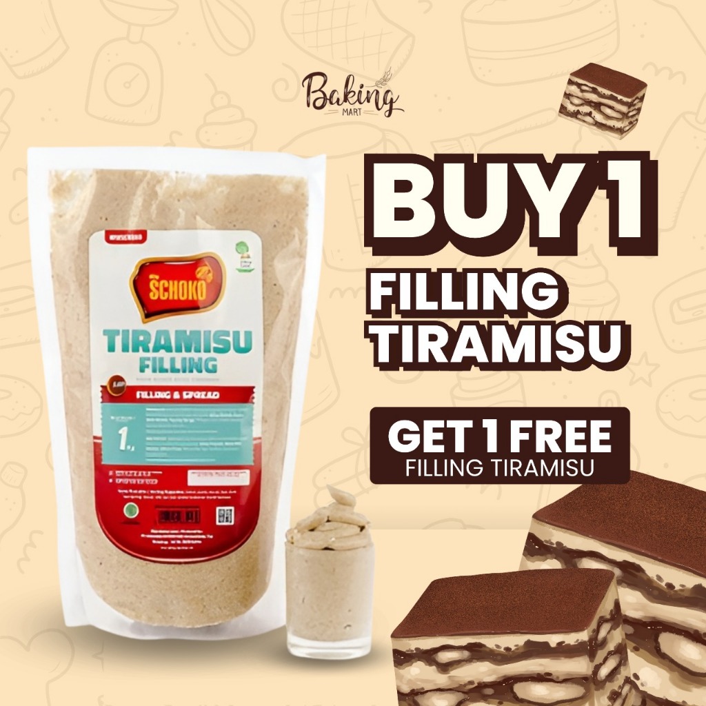 

selai tiramisu SCHOKO 1kg / isian roti / tiramisu filling / topping / Buy1 Get1