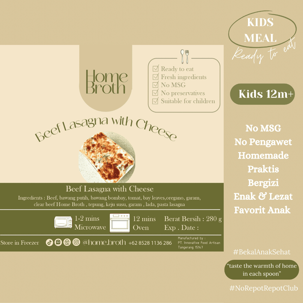 

Lasagna Beef Cheese - Bekal Anak Sehat - Kids Meal Home Broth