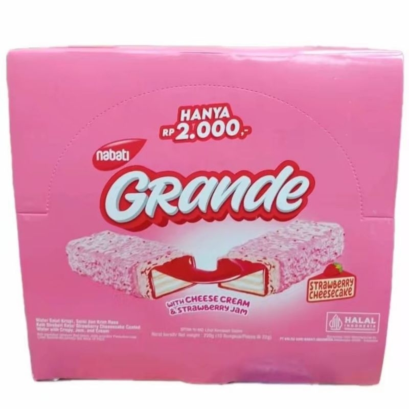 

NABATI GRANDE RASA STRAWBERY KEJU CHEESE CAKE NETTO 10 PCS X 27 GR murce