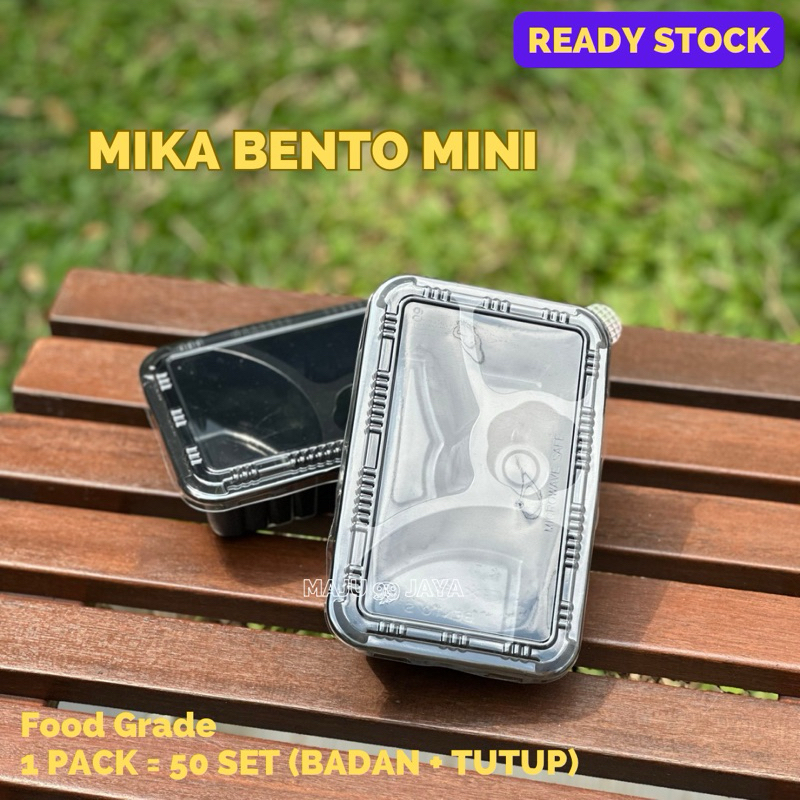 Dariza Mika Bento Mini (S) Tempat Makan Lunch Box Bento Hitam + Tutup Food Grade Box Bento Sekat 4
