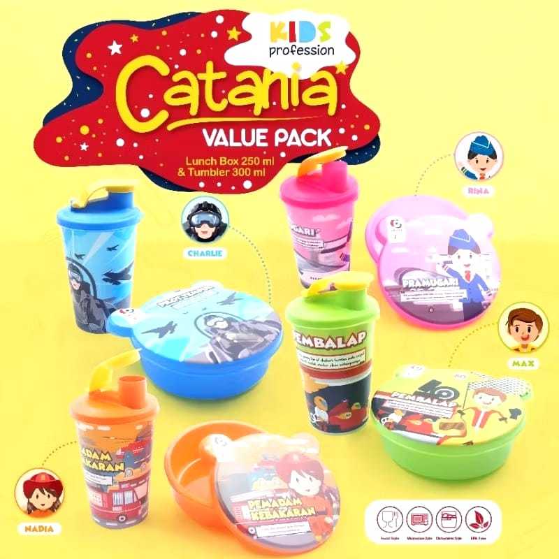 LUNCH BOX CATANIA SET/KOTAK MAKAN DAN BOTOL/TEMPAT MAKAN BOTOL SET/KOTAK BEKAL KOTAK MAKAN ANAK ANAK