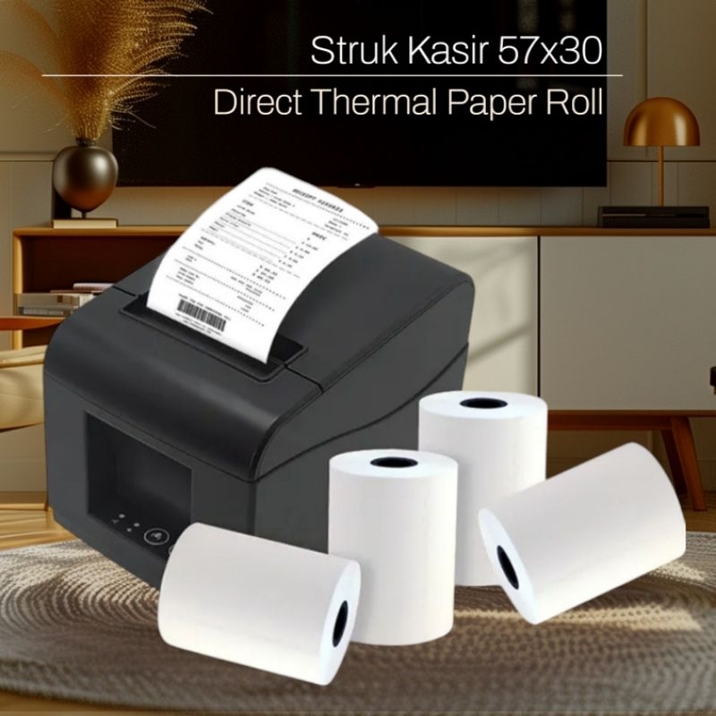 

Kertas Thermal Struk Kasir 57x30 Thermal Paper Roll Coreless 58x30 Kertas Kasir